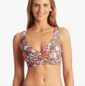 Sea Level NWT Parkland Cross Front Multifit Swim Top Size 12
